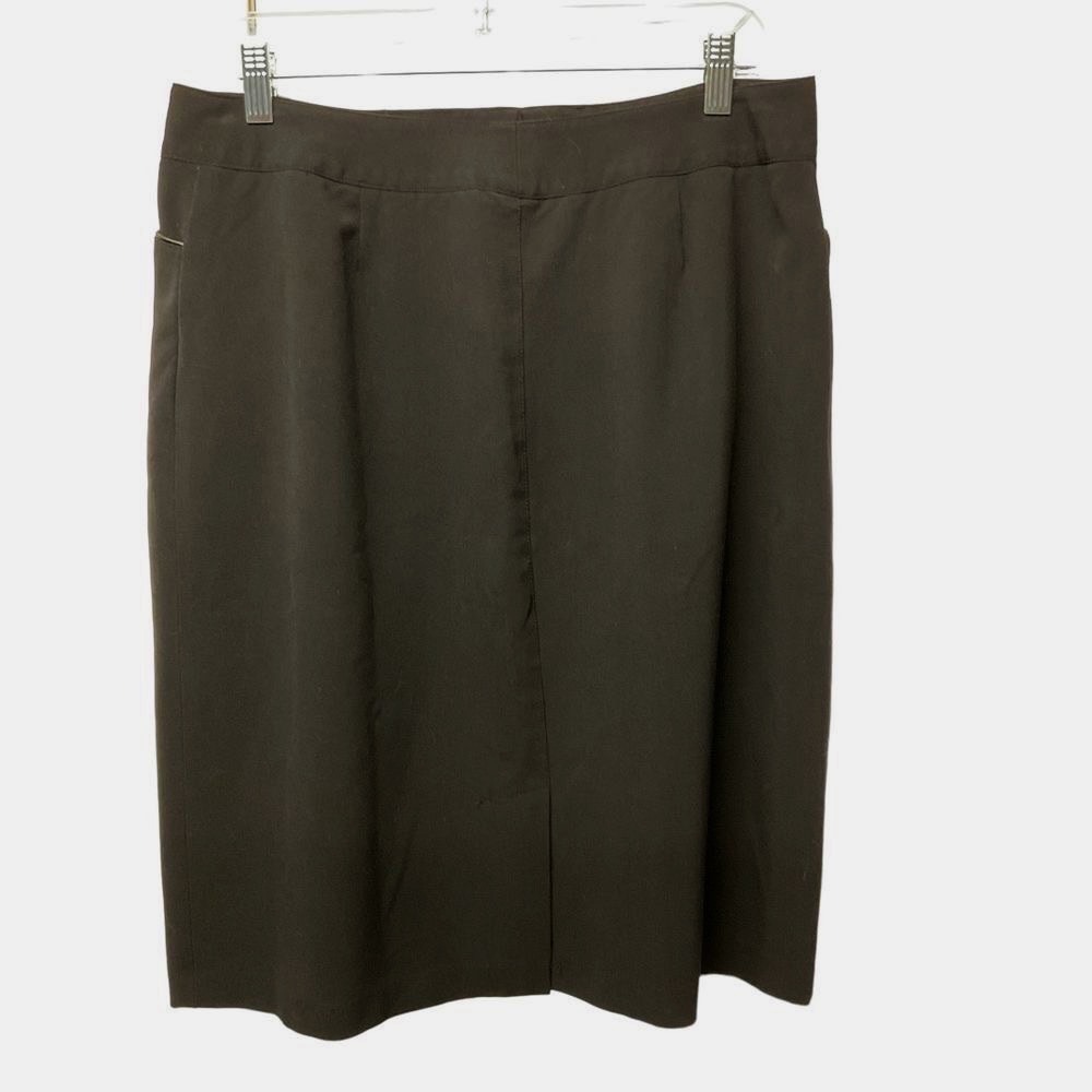 Larry Levine‎ Stretch Pencil Skirt Black Buckle Size 12 Classic Work Minimalist - Picture 7 of 16